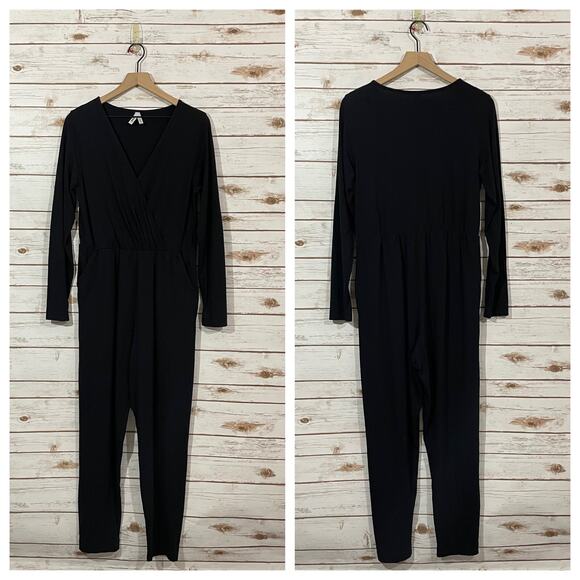 Pact Luxe Jersey Wrap Jumpsuit - Black - Large - Picture 13 of 14